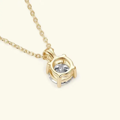 6.5mm 1.0 Carat D Moissanite Solitaire Drop Necklaces 18k Gold Plated Pendant Original Real 925 Silver Chain Jewelry for Women