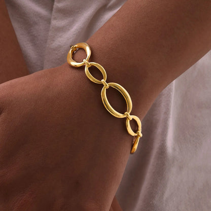 Vnox Stainless Steel Oval Links Chain Bracelets for Women Girls, Dainty Simple Metal Links Wristband Jewelry Never Fade