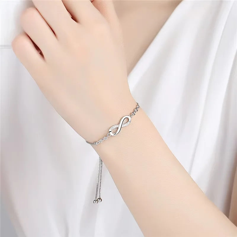 New fine 925 Sterling Silver pretty Crystal Bracelets for Women Fashion Jewelry Party Wedding Accessories Valentine's Day Gifts