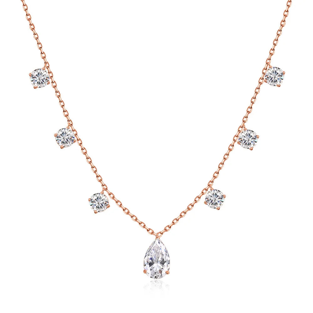 OEVAS 1-3CT Pear Cut Moissanite Necklace Earrings Set for Women S925 Sterling Silver Plated 18K Wedding Party Luxury Jewelry