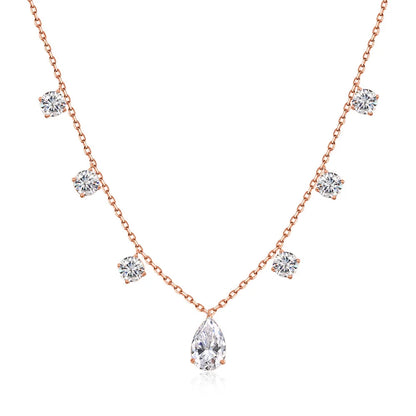 OEVAS 1-3CT Pear Cut Moissanite Necklace Earrings Set for Women S925 Sterling Silver Plated 18K Wedding Party Luxury Jewelry