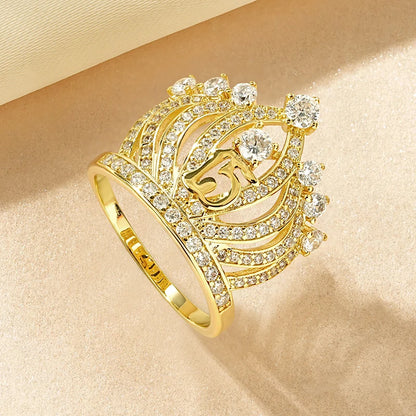 Rrjzz Dazzling Crown Female Band Eternity Rings Sparkling AAAAA Cubic Zirconia Romantic Ring for Women CZ Elegant Ring Jewelry
