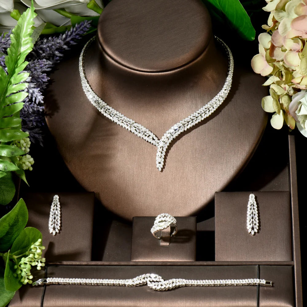 2023 Hot Selling Cubic Zirconia Bridal Wedding Jewelry Set Bridal 4-piece Set Women's Jewelry Set Jewelry Brand Reproduction