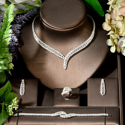 2023 Hot Selling Cubic Zirconia Bridal Wedding Jewelry Set Bridal 4-piece Set Women's Jewelry Set Jewelry Brand Reproduction