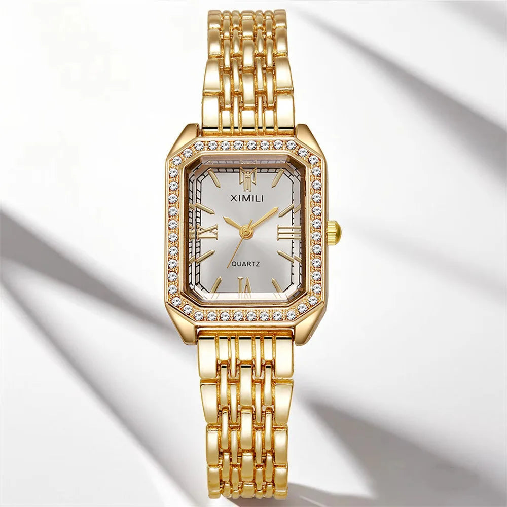 2025 Light luxury Brand Watch Women Business Simple Diamond Gold Watches Casual Female Student Fashion Quartz Clock Wristwatches
