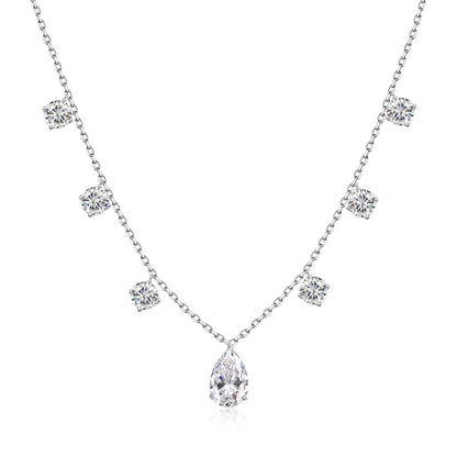OEVAS 1-3CT Pear Cut Moissanite Necklace Earrings Set for Women S925 Sterling Silver Plated 18K Wedding Party Luxury Jewelry