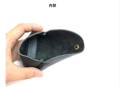 Top Layer Cowhide Fashion Buckle Money Wallet Card Holder Mini Portable Lychee Pattern Business Wallet for Men Women Coin Bag