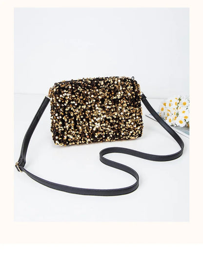Colorful Sequins Crossbody Bag Simple INS Solid Color Sequins Shoulder Bag Underarm Bag Phone Purse Evening Clutch Bags Handbag