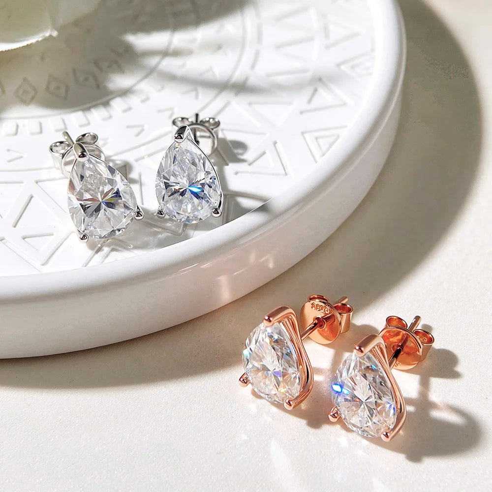 OEVAS 1-3CT Pear Cut Moissanite Necklace Earrings Set for Women S925 Sterling Silver Plated 18K Wedding Party Luxury Jewelry