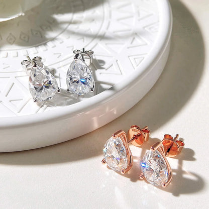 OEVAS 1-3CT Pear Cut Moissanite Necklace Earrings Set for Women S925 Sterling Silver Plated 18K Wedding Party Luxury Jewelry