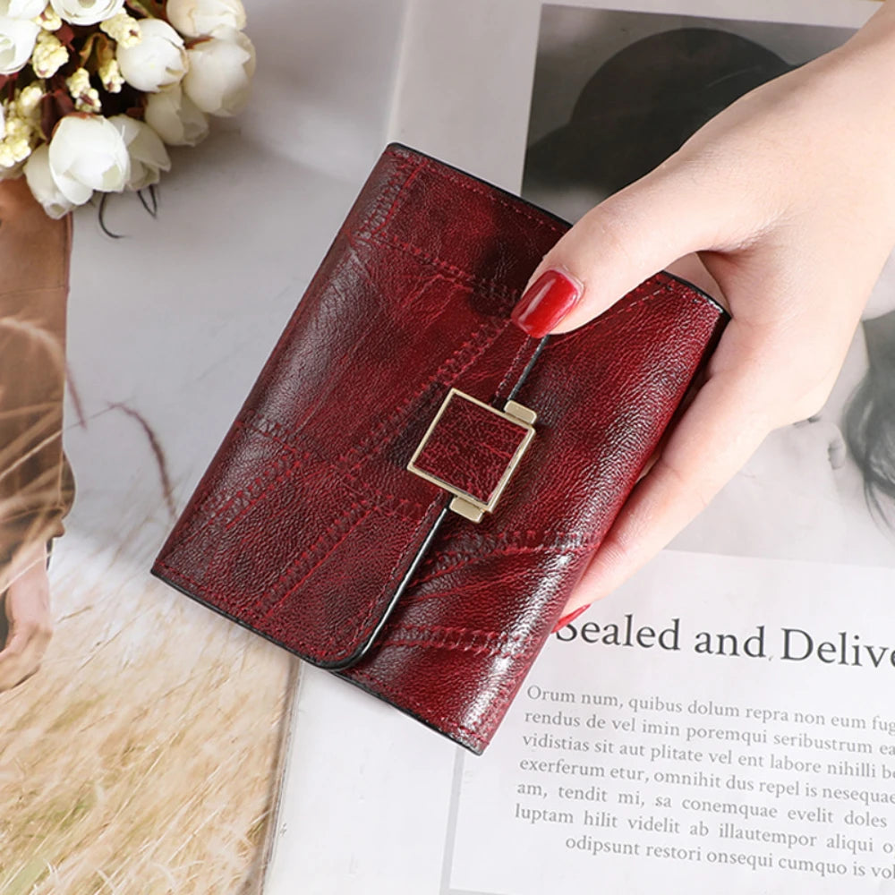 Vintage Women Wallet Short Leather Small Purse Mini Female Fashion Multi-Card Card Holder Coin Purse Multi-functional Clutch Bag