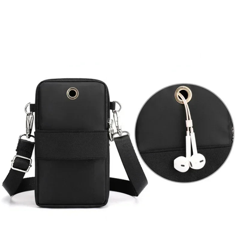Waterproof Mobile Phone Bag Women's Mini Oxford Crossbody Bag Daily Multi-layer Zipper Purse Casual Outdoor Travel Nylon Bag