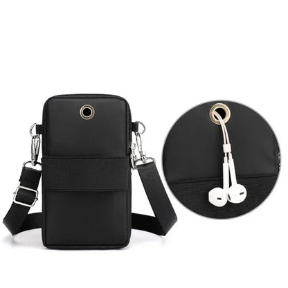 Waterproof Mobile Phone Bag Women's Mini Oxford Crossbody Bag Daily Multi-layer Zipper Purse Casual Outdoor Travel Nylon Bag