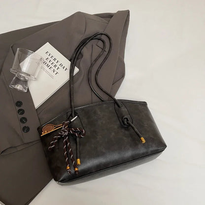 LEFTSIDE PU Leather Shoulder Bags For Women 2025 Winter Y2K Trend Female Crossbody Bag Lady Handbags And Purses Retro Tote Bag