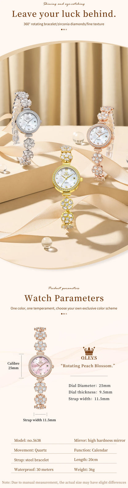 OLEVS Watches New 5638 Woman Watches Luxury Quartz Watch Diamond Chain Ladies Watch Automatic Date Waterproof Watch Reloj Mujer