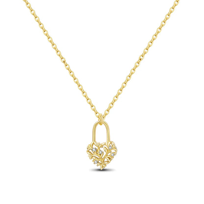 PANPOKI 925 Sterling Silver 18K Gold Heart-shaped Lock Key Necklace Pendant Necklace for Women Birthday Gifts Wedding Jewelry