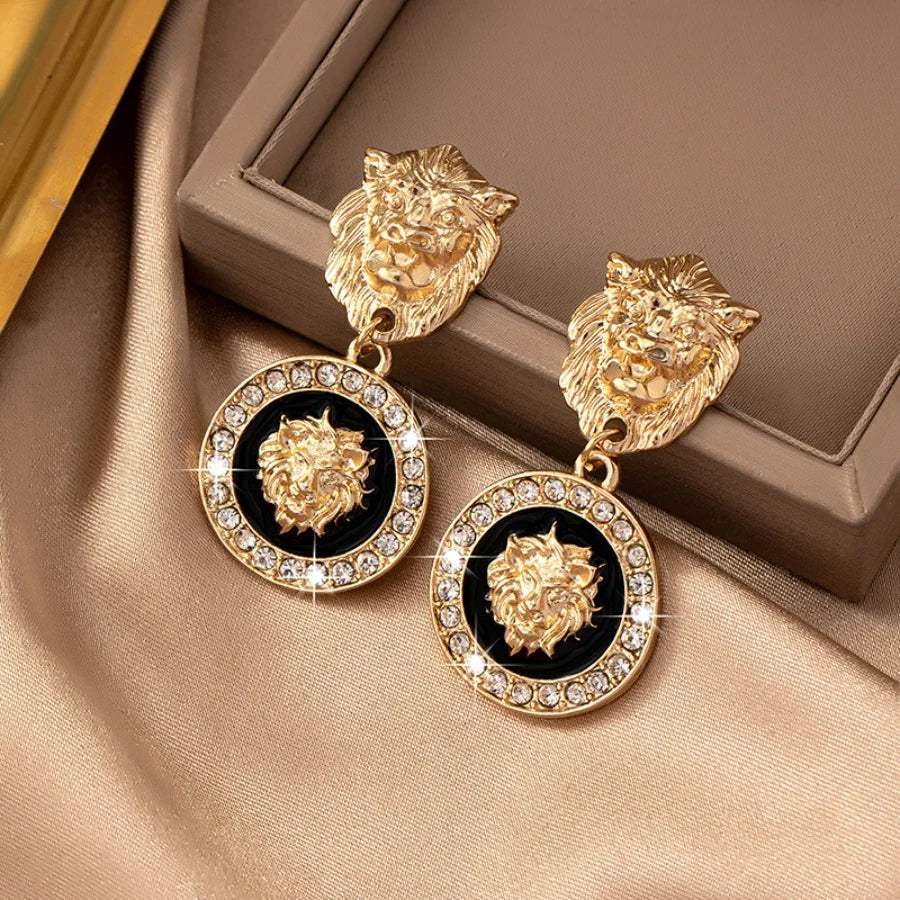 1/3PCS Lion Head Pendant Necklace Earrings Set for Women Simple Fashion Earrings Ring Jewelry Accessories Hot Sale Party Gift
