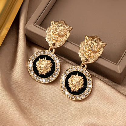 1/3PCS Lion Head Pendant Necklace Earrings Set for Women Simple Fashion Earrings Ring Jewelry Accessories Hot Sale Party Gift