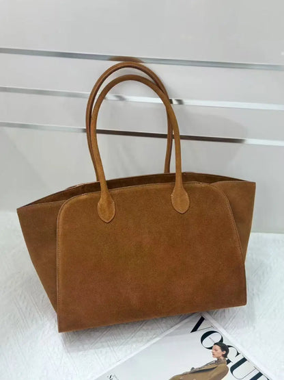 Tote Bag High Quality Genuine Leather Large Capacity Marlo 17/14 Shoulder Bag Handbag Soft Cowhide Casual Suede Women's Bag