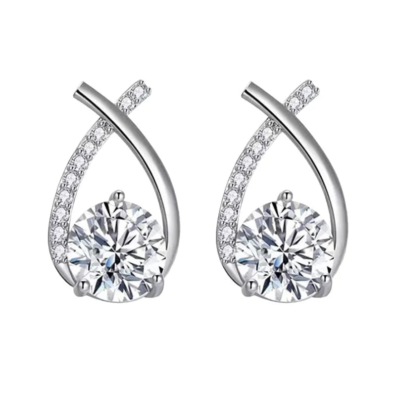 SKEDS Fashion Cross Stud Earrings For Women Korean Style Elegant Crystal Jewelry Ear Rings Fishtail Lady Earrings Gift