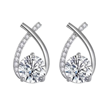 SKEDS Fashion Cross Stud Earrings For Women Korean Style Elegant Crystal Jewelry Ear Rings Fishtail Lady Earrings Gift