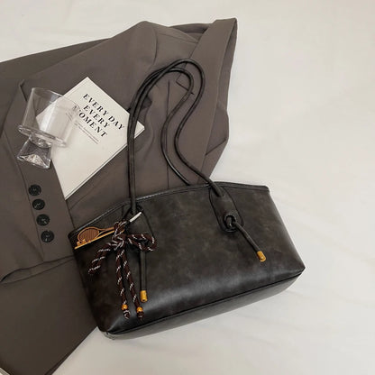 LEFTSIDE PU Leather Shoulder Bags For Women 2025 Winter Y2K Trend Female Crossbody Bag Lady Handbags And Purses Retro Tote Bag