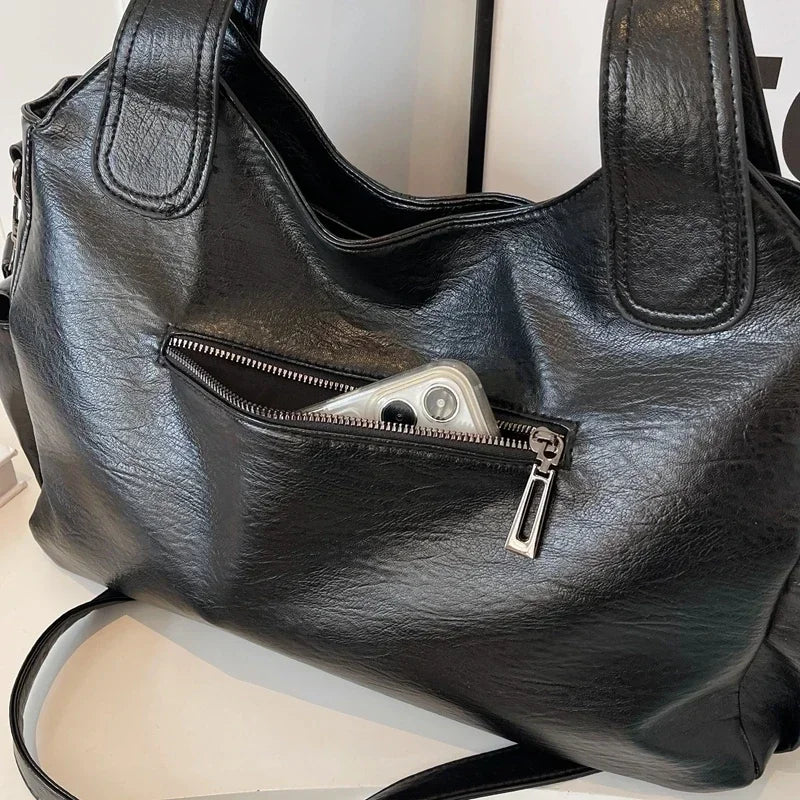 Hot Selling Soft Inner Compartment Shoulder Bag 2024High Quality Contrasting Color Women's Bag Fashion Zipper Pu Women's Handbag