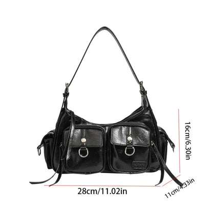 Portable Y2K Retro Shoulder Bag Multi-pocket Spicy Girl Armpit Bag Fashion Handbag Vintage Underarm Bag Streetwear