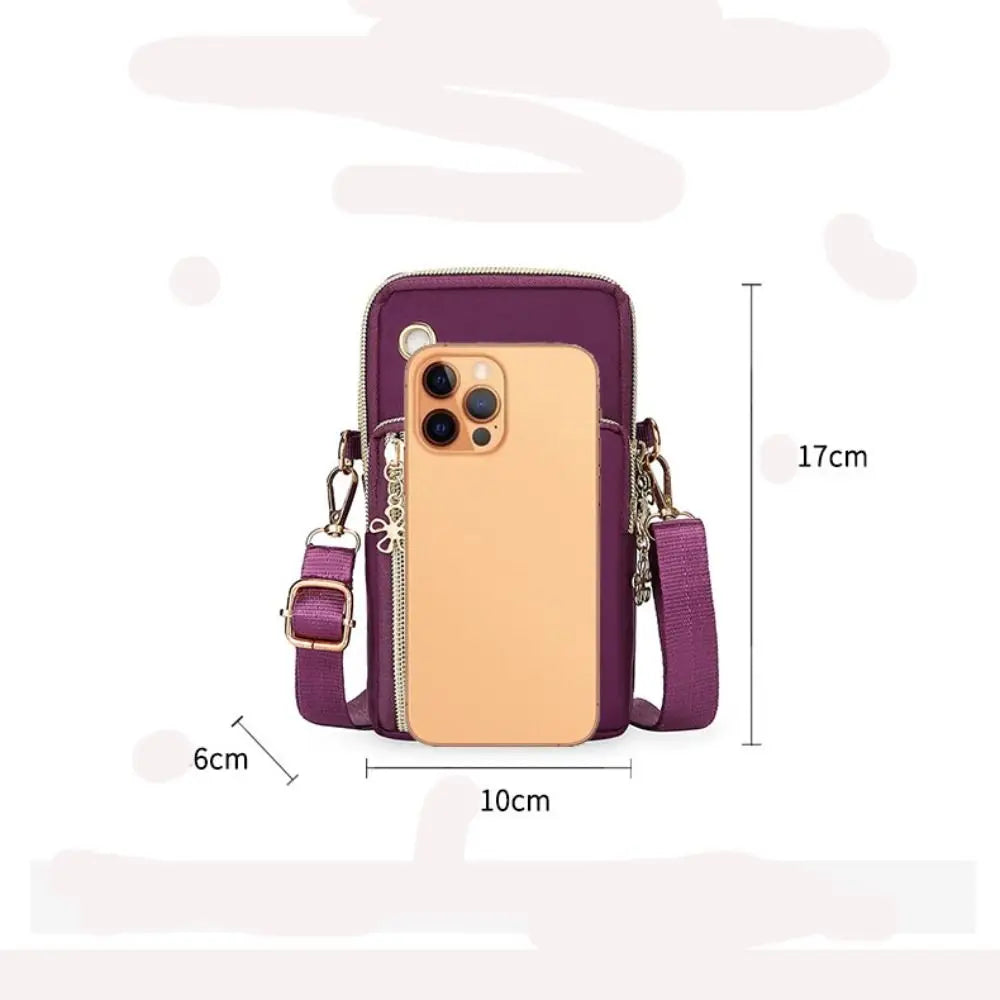 Portable Oxford Mini Phone Bag Multi-layer Zipper Travel Crossbody Bag Handbag Waterproof Sports Arm Bags