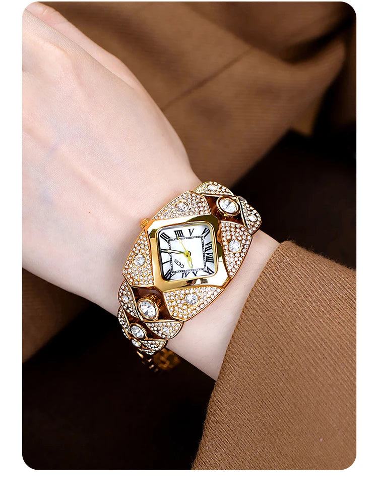 2026 New Women Watch Light Luxury Brand Diamond Inlaid Bracelet Watches Waterproof Ladies Fashion Quartz Clock Wristwatch Gift