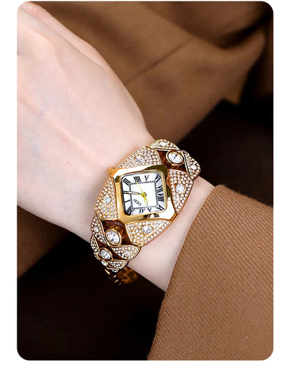 2026 New Women Watch Light Luxury Brand Diamond Inlaid Bracelet Watches Waterproof Ladies Fashion Quartz Clock Wristwatch Gift