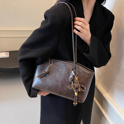 LEFTSIDE PU Leather Shoulder Bags For Women 2025 Winter Y2K Trend Female Crossbody Bag Lady Handbags And Purses Retro Tote Bag