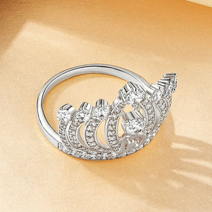 Rrjzz Dazzling Crown Female Band Eternity Rings Sparkling AAAAA Cubic Zirconia Romantic Ring for Women CZ Elegant Ring Jewelry