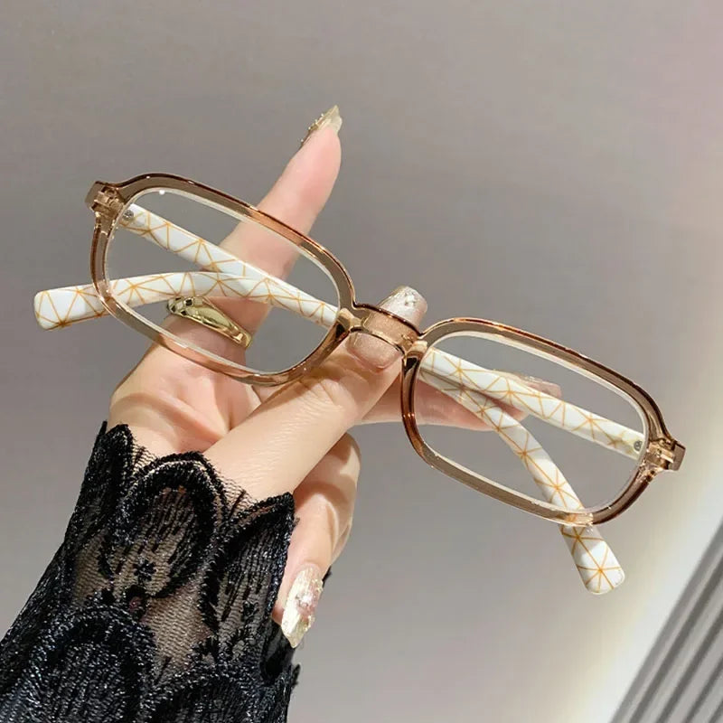 Luxury Women Printed Presbyopia Glasses Fashion Square Small Frame Reading Glasses Ultra Light Anti-blue Light Farsightedness
