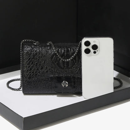 Simple Mini Crocodile Pattern Small Square Bag Summer New Style Trendy Versatile Chain