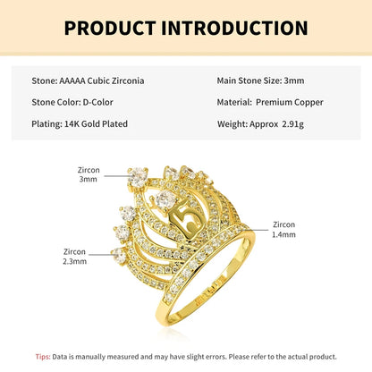 Rrjzz Dazzling Crown Female Band Eternity Rings Sparkling AAAAA Cubic Zirconia Romantic Ring for Women CZ Elegant Ring Jewelry