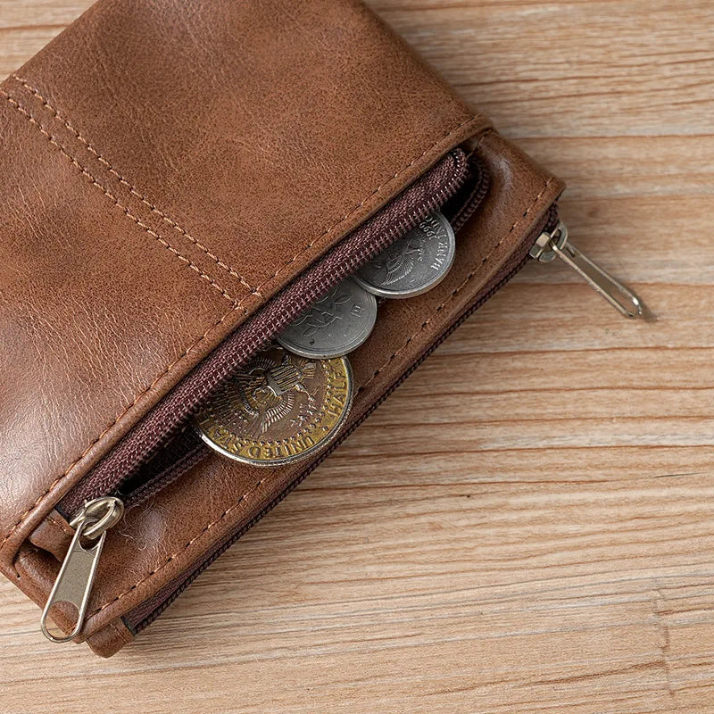 Mini Fashion Coin Purse Vintage Men Women Genuine Leather Wallet Multifunctional Female Small Coin Bag Key Pocket Wallets