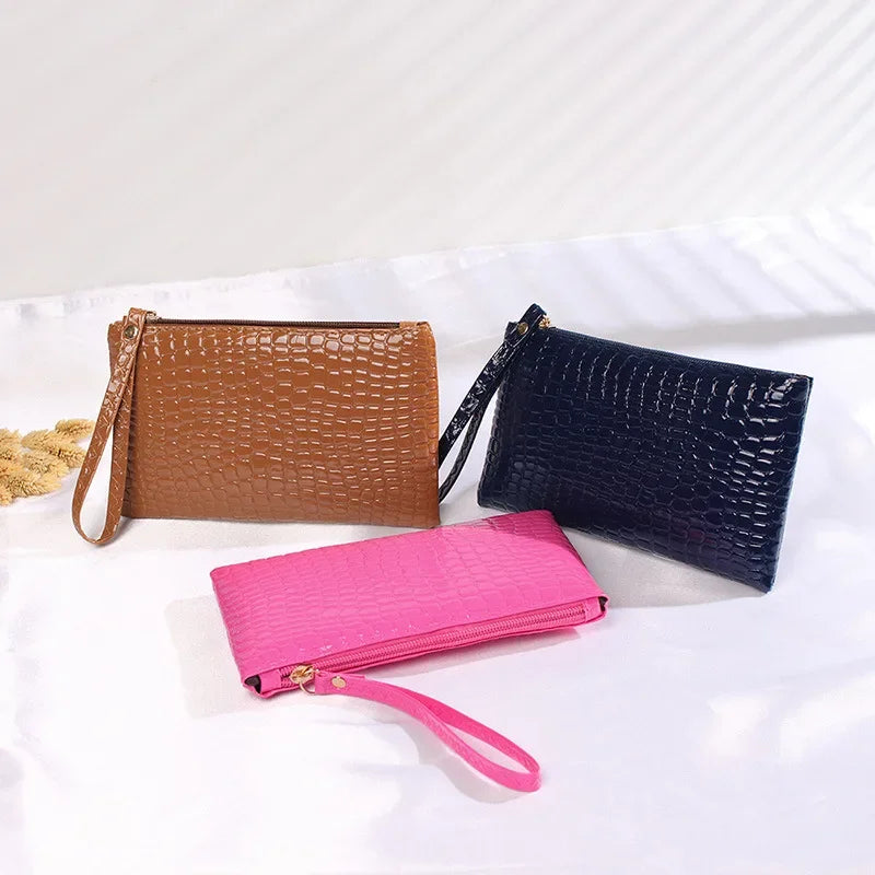 Women's Crocodile Coin Bags Purse Money Organizer Korean Mobile Phone Clutch Bags Makeup Bags Traveling Neceser Toiletry Pouch