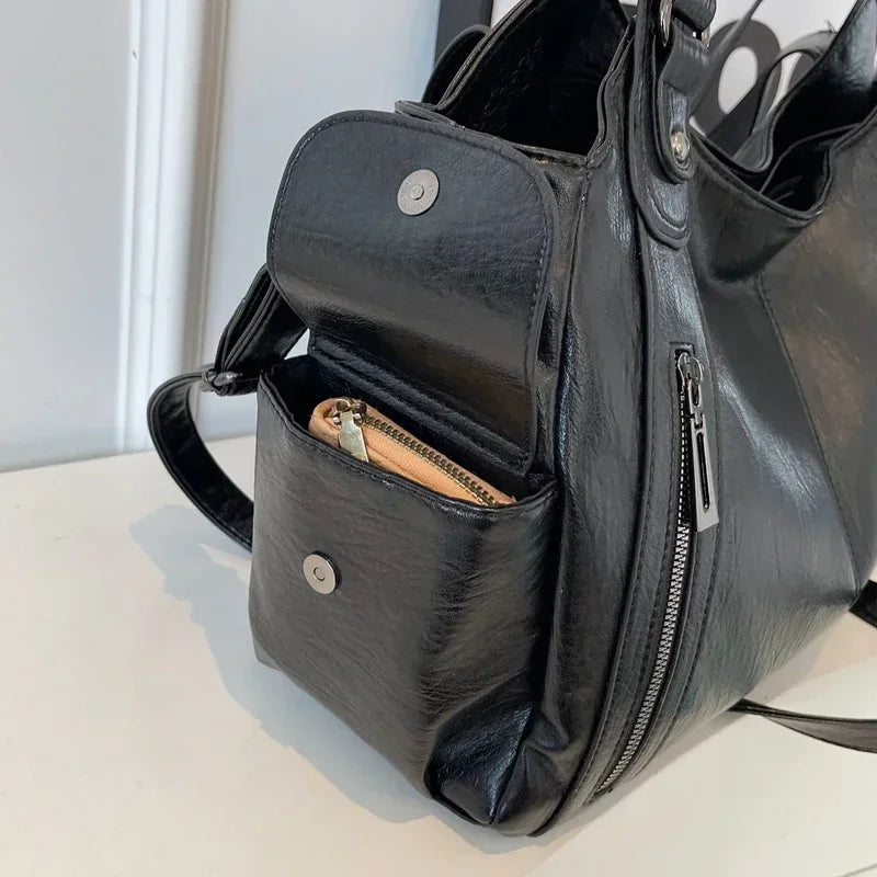 Hot Selling Soft Inner Compartment Shoulder Bag 2024High Quality Contrasting Color Women's Bag Fashion Zipper Pu Women's Handbag