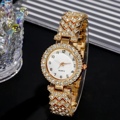 1pcs/2pcs Luxury Fashion Women Watch Set Silver Strap Ladies Quartz Wristwatch Alloy Bracelet for Ladies Jewelry Set Clock Gift