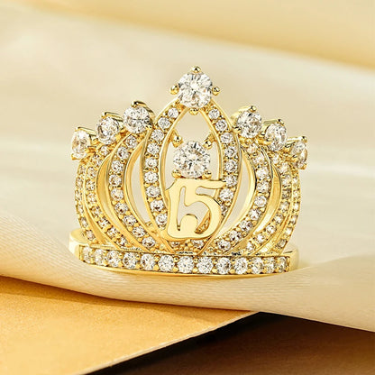 Rrjzz Dazzling Crown Female Band Eternity Rings Sparkling AAAAA Cubic Zirconia Romantic Ring for Women CZ Elegant Ring Jewelry