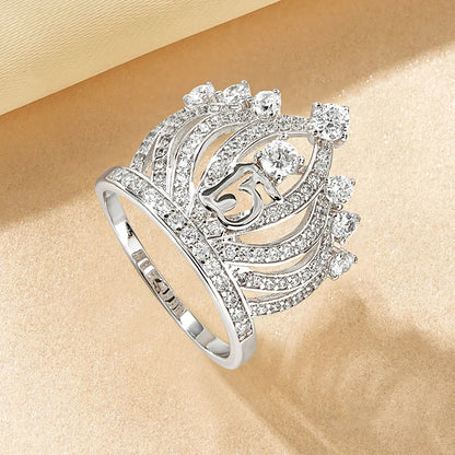 Rrjzz Dazzling Crown Female Band Eternity Rings Sparkling AAAAA Cubic Zirconia Romantic Ring for Women CZ Elegant Ring Jewelry