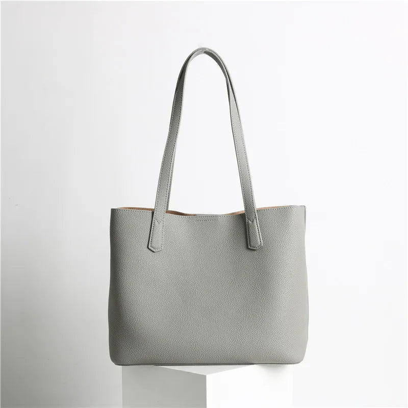 Hot Sale Classic All-match Minimalist Business Style Large Women Tote Bag A4 Laptop Cowhide Leather Female Underarm Handbag