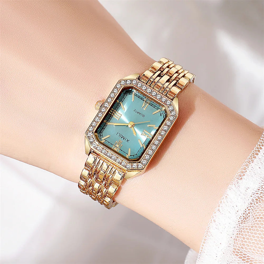 2025 Light luxury Brand Watch Women Business Simple Diamond Gold Watches Casual Female Student Fashion Quartz Clock Wristwatches
