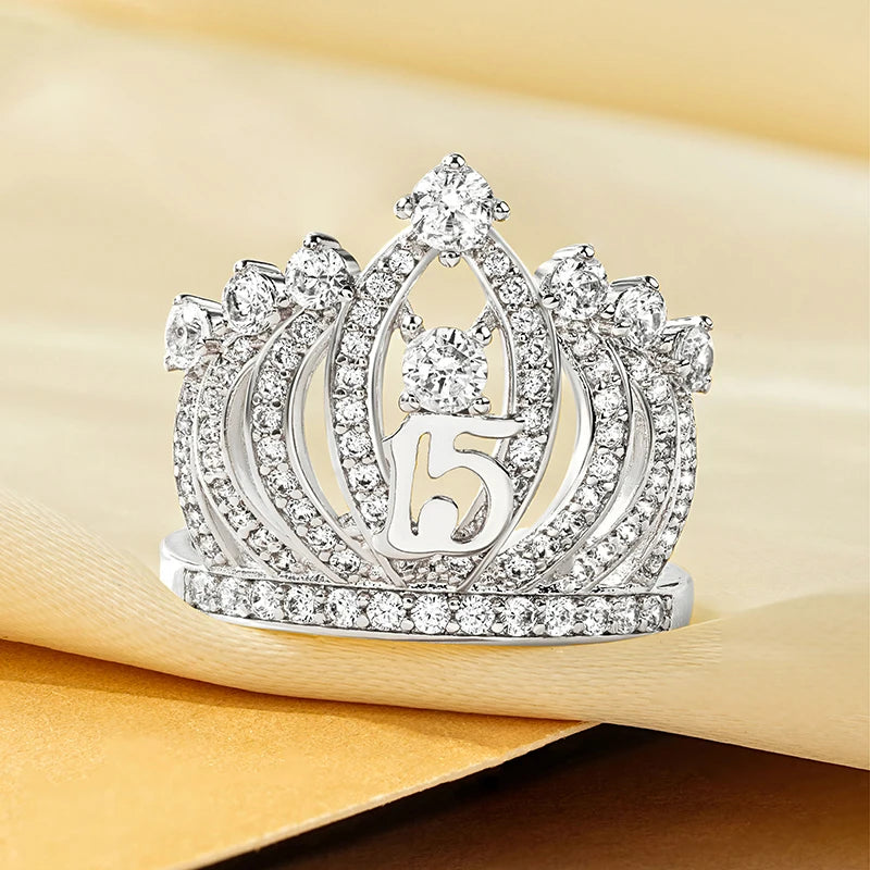 Rrjzz Dazzling Crown Female Band Eternity Rings Sparkling AAAAA Cubic Zirconia Romantic Ring for Women CZ Elegant Ring Jewelry