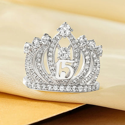 Rrjzz Dazzling Crown Female Band Eternity Rings Sparkling AAAAA Cubic Zirconia Romantic Ring for Women CZ Elegant Ring Jewelry