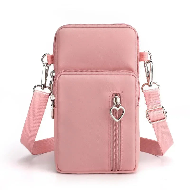 Waterproof Mobile Phone Bag Women's Mini Oxford Crossbody Bag Daily Multi-layer Zipper Purse Casual Outdoor Travel Nylon Bag