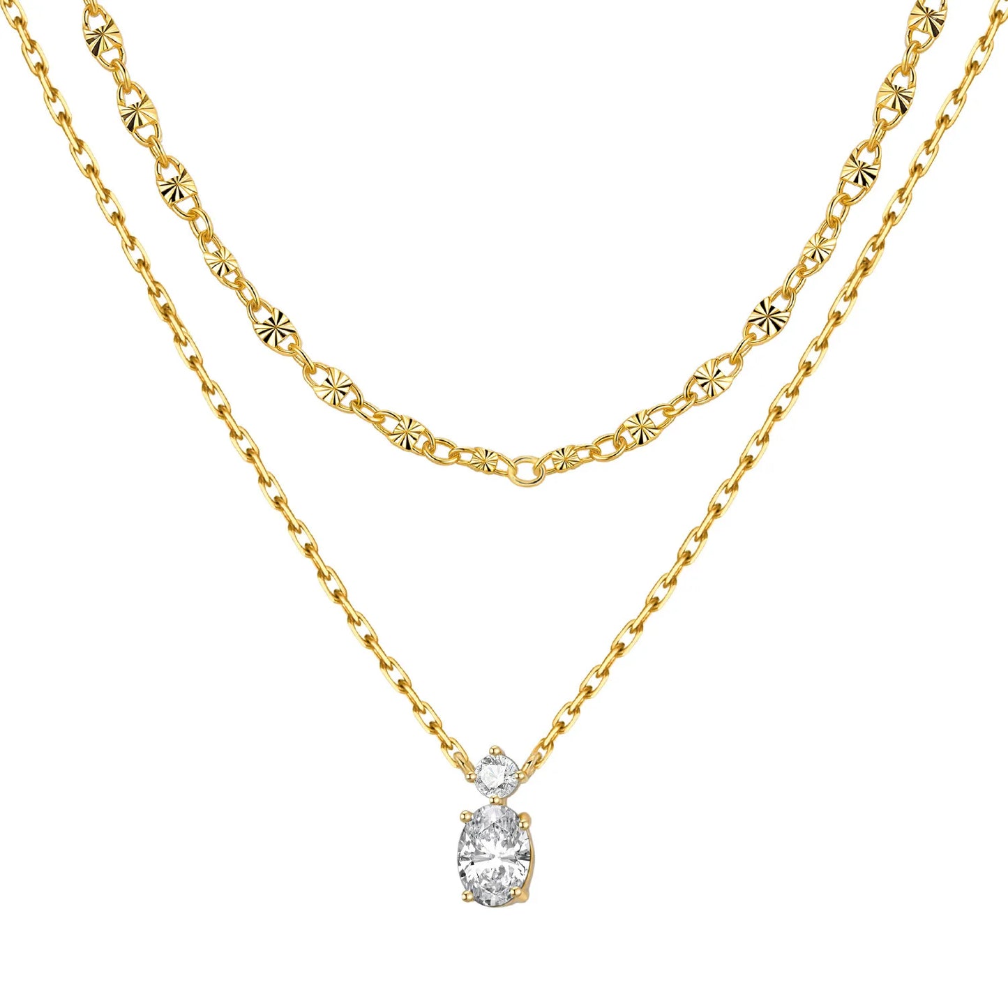 PANPOKI 925 Sterling Silver 18K Gold Heart-shaped Lock Key Necklace Pendant Necklace for Women Birthday Gifts Wedding Jewelry