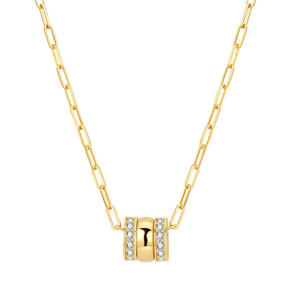PANPOKI 925 Sterling Silver 18K Gold Heart-shaped Lock Key Necklace Pendant Necklace for Women Birthday Gifts Wedding Jewelry