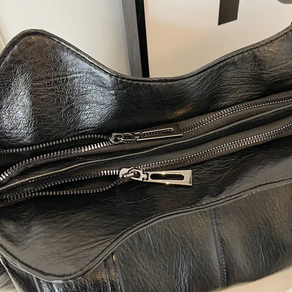 Hot Selling Soft Inner Compartment Shoulder Bag 2024High Quality Contrasting Color Women's Bag Fashion Zipper Pu Women's Handbag
